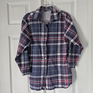 Red blue quarter sleeve flannel